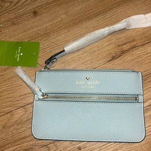 Kate Spade Blue Leather Wristlet with Wrist Strap